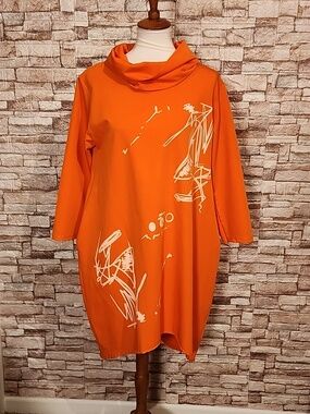 New Style Lux Luna Asymmetrical Cowl Neck And 3/4 Sleeves Dress Tunic